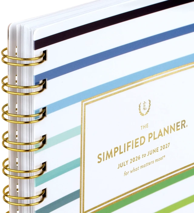 Alt view image 6 of 7 - Planner 2026-2027 Weekly & Monthly Academic 12-Month July-June, 5-1/2" x 8-1/2", Simplified by Emily Ley, Happy Stripe (EL49-200A)