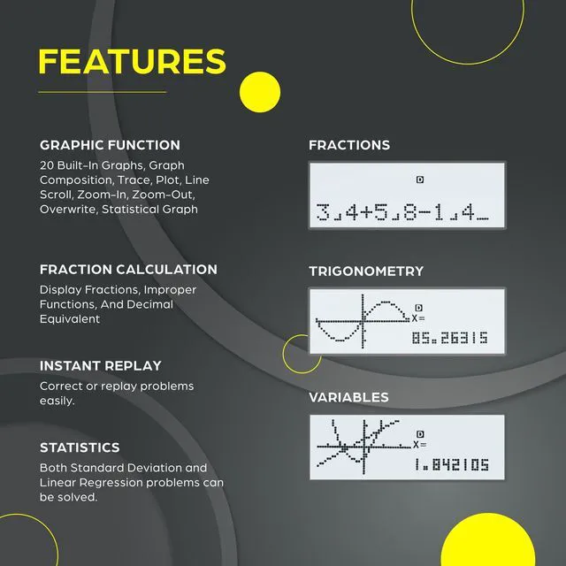 Alt view image 2 of 7 - TOVO Scientific Calculator with Graphic Functions, 360+ Functions Graphing Calculator for Students, Large 3" Screen Multi-Mode Scientific Calculators for High School & College, TS-259