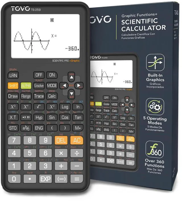 Main image of TOVO Scientific Calculator with Graphic Functions, 360+ Functions Graphing Calculator for Students, Large 3" Screen Multi-Mode Scientific Calculators for High School & College, TS-259