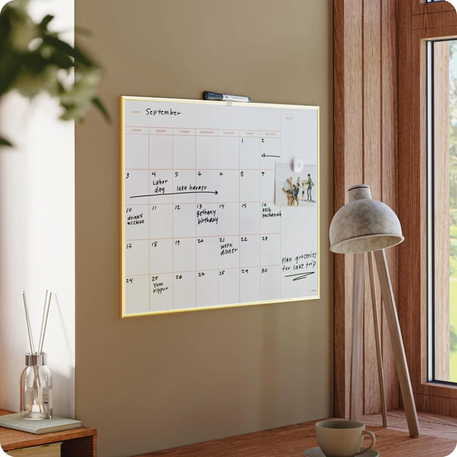 Alt view image 6 of 6 - Dry Erase Calendar White Board, 24" x 18", Gold Aluminum Frame