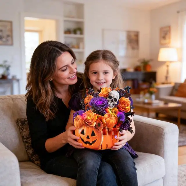 Alt view image 2 of 6 - Halloween Bouquet Card with Music and Lights, Halloween Card with Skeleton, Halloween Gifts for Men, Women, Spooky Musical Greeting Card
