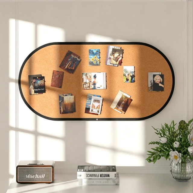 Main image of Felt Bulletin Board 47" x 24", Framed Cork Board Alternative with 30 Pins Large Decorative Felt Pin Board with Frame, Vision Board for Office Home Bedroom Wall Decor, Photo Picture Display