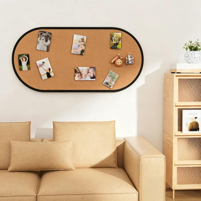 Alt view image 6 of 7 - Felt Bulletin Board 47" x 24", Framed Cork Board Alternative with 30 Pins Large Decorative Felt Pin Board with Frame, Vision Board for Office Home Bedroom Wall Decor, Photo Picture Display