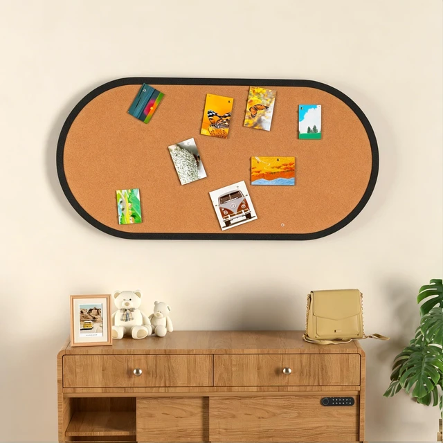 Alt view image 7 of 7 - Felt Bulletin Board 47" x 24", Framed Cork Board Alternative with 30 Pins Large Decorative Felt Pin Board with Frame, Vision Board for Office Home Bedroom Wall Decor, Photo Picture Display