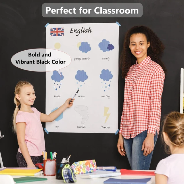 Alt view image 4 of 6 - Black Dry Erase Markers Fine Tip, 216 Pack, 1-2mm Line, Low Odor Easily Erases, for Whiteboards & Non-Porous Surface, Ideal for Classroom, Office, Home, Teacher Supplies, Back to School