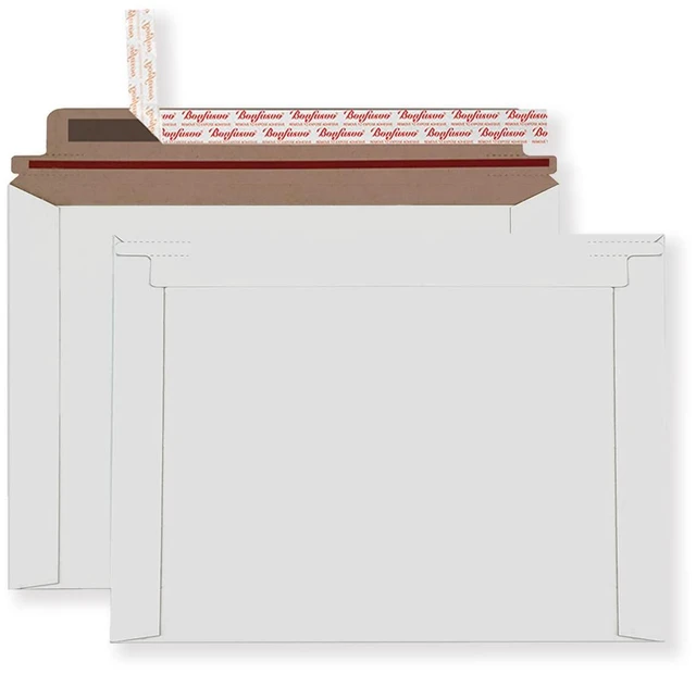 Main image of Rigid Mailers 30 Pack 9.5 x 12.5 inches White Self Seal Stay Flat Bulk Cardboard Kraft No Bend Mailers Peel and Seal for Document Photos Pictures Papers Files CD