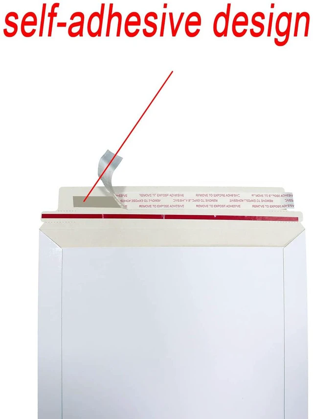 Alt view image 4 of 5 - Rigid Mailers 30 Pack 9.5 x 12.5 inches White Self Seal Stay Flat Bulk Cardboard Kraft No Bend Mailers Peel and Seal for Document Photos Pictures Papers Files CD