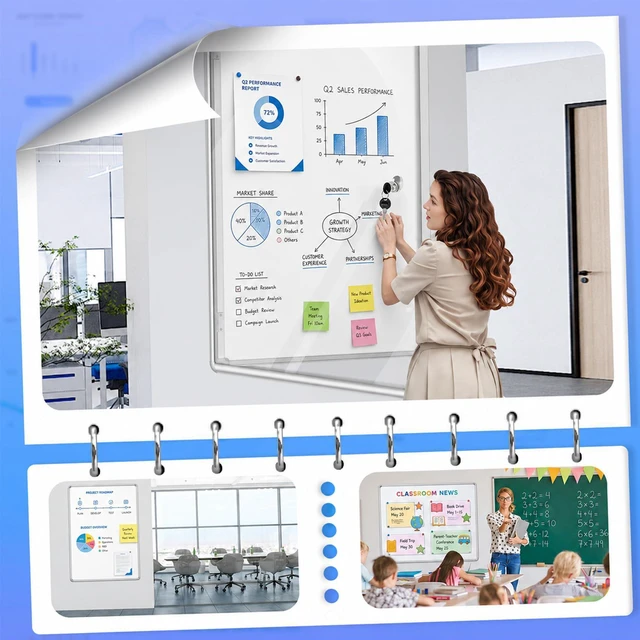 Alt view image 6 of 6 - 36"x24" Enclosed Bulletin Board Tamper-Proof Dispaly Case, Aluminium Frame, Magentic Whiteboard, Shatter Resistant Lockable Bulletin Board, Enclosed Cork Board for School, Office, Hospital etc