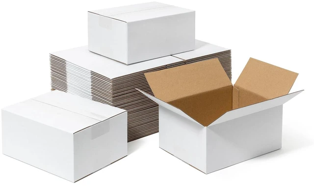 Main image of 8x6x4" Small Shipping Boxes 50 Pack Corrugated Cardboard Box White 3 Layers, Bulk quantity, Packaging for Small Business, Mailer Mailing Packing Supplies, Smooth