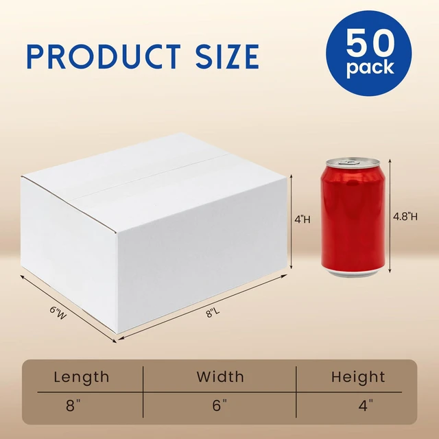 Alt view image 2 of 6 - 8x6x4" Small Shipping Boxes 50 Pack Corrugated Cardboard Box White 3 Layers, Bulk quantity, Packaging for Small Business, Mailer Mailing Packing Supplies, Smooth