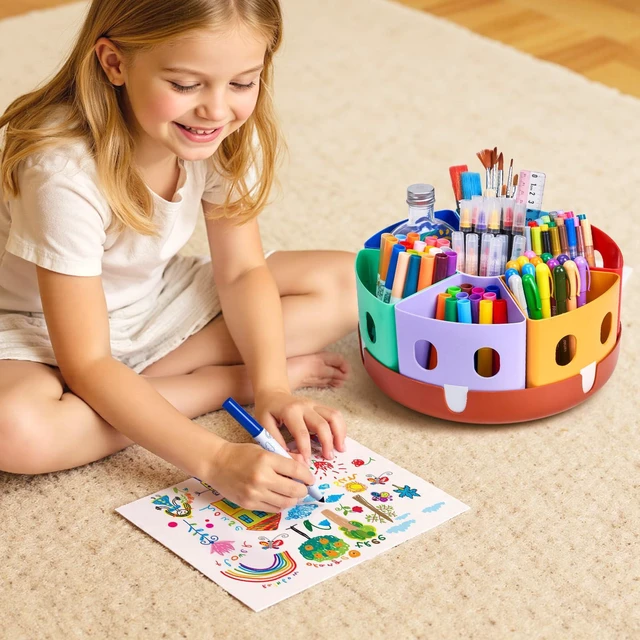 Alt view image 2 of 7 - Rotating Art Supply Organizer, Lazy Susan Caddy, Large Rotating organizer keeps markers, crayons and craft supplies visible and easy to reach on classroom or home desks