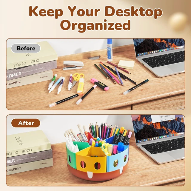 Alt view image 4 of 7 - Rotating Art Supply Organizer, Lazy Susan Caddy, Large Rotating organizer keeps markers, crayons and craft supplies visible and easy to reach on classroom or home desks