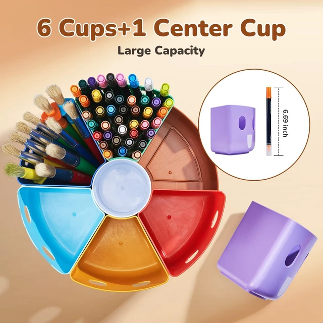 Alt view image 6 of 7 - Rotating Art Supply Organizer, Lazy Susan Caddy, Large Rotating organizer keeps markers, crayons and craft supplies visible and easy to reach on classroom or home desks