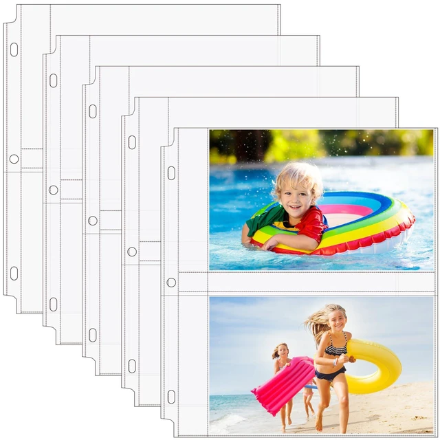 Main image of 60 Pack 5x7 Photo Sleeves for 3 Ring Binder (240 Pictures),2 Pocket Heavy-Duty Archival Page Protectors,Clear Photo Album Refill Pages,Plastic Recipe Cards Binder Sleeves with Pockets,Acid-Free