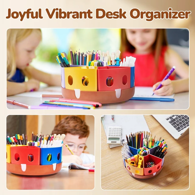 Alt view image 5 of 7 - Rotating Art Supply Organizer, Lazy Susan Caddy, Large Rotating organizer keeps markers, crayons and craft supplies visible and easy to reach on classroom or home desks