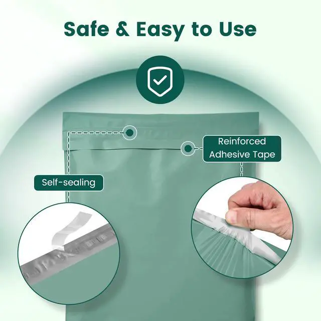 Alt view image 3 of 7 - Bulk Poly Mailers 14.5x19 400 Pack, Self Seal Large Shipping Bags Heavy Duty Thick Waterproof Tear-resistant Mailing Envelopes, Packaging Bags for Clothing, Small Business, Grayed Jade Green