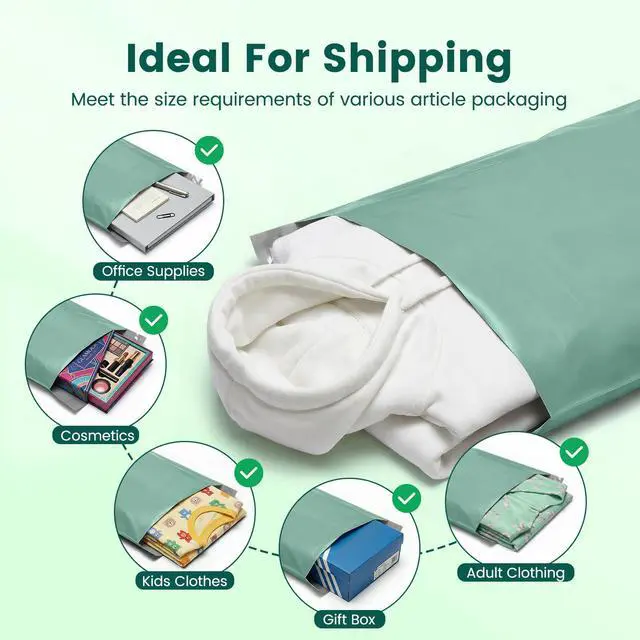Alt view image 7 of 7 - Bulk Poly Mailers 14.5x19 400 Pack, Self Seal Large Shipping Bags Heavy Duty Thick Waterproof Tear-resistant Mailing Envelopes, Packaging Bags for Clothing, Small Business, Grayed Jade Green