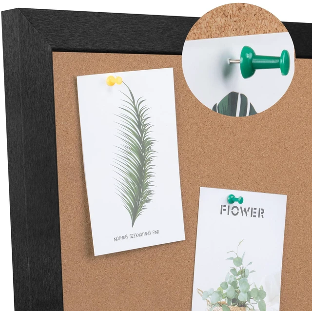 Alt view image 6 of 7 - Extra Large Cork Bulletin Board 48" X 48", Foldable Notice Pin Board for Wall, Black Wood Framed 4'x4' Corkboard, Wall Mounted Noticeboard with 32 Push Pins for School, Home & Office