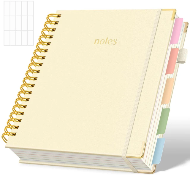 Main image of Notebooks for Work, 5 Subject Notebook with Dividers and Tabs, 8" x 10" College Ruled Notebook, 300 Pages Spiral Journal for Women, Green