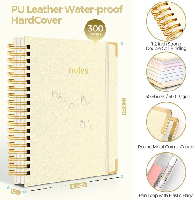 Alt view image 2 of 7 - Notebooks for Work, 5 Subject Notebook with Dividers and Tabs, 8" x 10" College Ruled Notebook, 300 Pages Spiral Journal for Women, Green