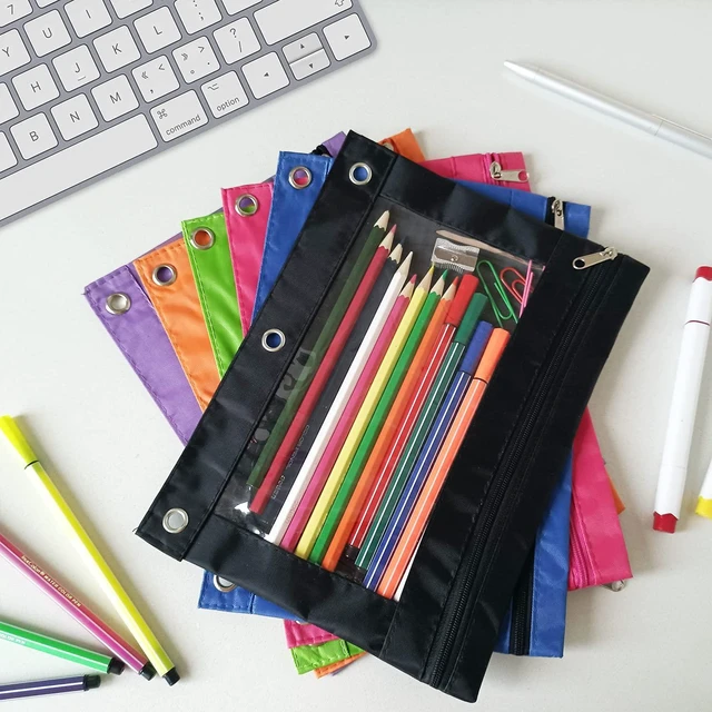 Alt view image 3 of 7 - Pencil Pouch for 3 Ring Binder, Binder Pouches with Zipper Bulk, Pen Holder Case with Clear Window School Class Office Organizers, 24 Pack, Black