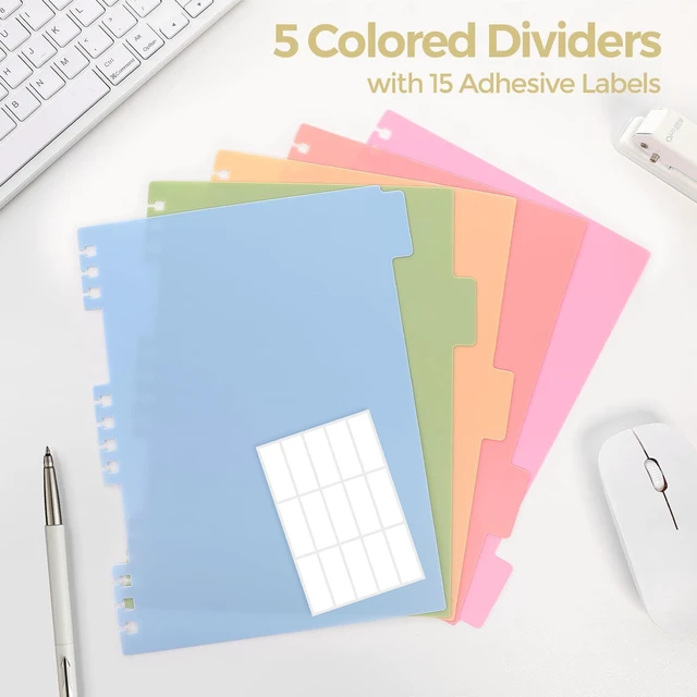 Alt view image 6 of 7 - Notebooks for Work, 5 Subject Notebook with Dividers and Tabs, 8" x 10" College Ruled Notebook, 300 Pages Spiral Journal for Women, Green