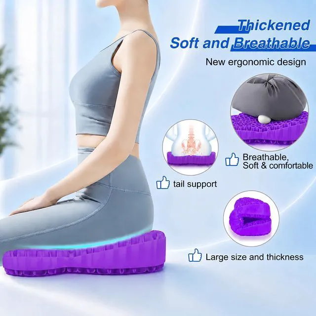 Alt view image 3 of 7 - Thicken 19.7in Seat Cushion, Gel Seat Cushion for Long SittingOffice Chair, Wheelchair, Car Pad, Large Cooling Support Pad for Back Pain, Sciatica, Tailbone Pain Relief