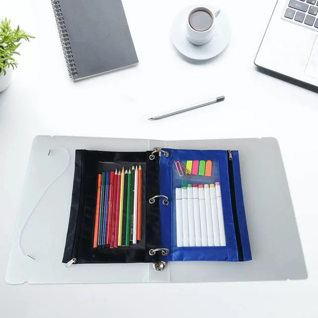 Alt view image 6 of 7 - Pencil Pouch for 3 Ring Binder, Binder Pouches with Zipper Bulk, Pen Holder Case with Clear Window School Class Office Organizers, 24 Pack, Black