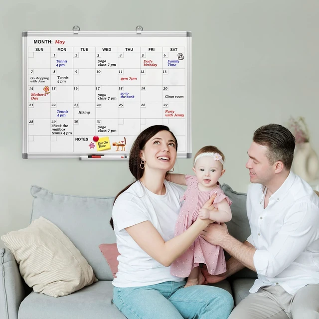 Alt view image 6 of 6 - Magnetic Monthly Calendar Whiteboard, 24 x 18 Inches Wall Planner Magnetic dry erase monthly calendar, wall mounted, Aluminum Frame, great for scheduling at home, kitchen, office and school