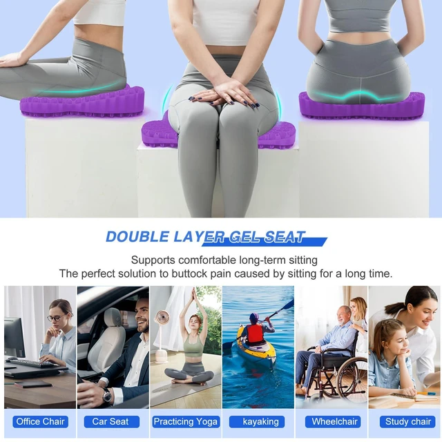 Alt view image 7 of 7 - Thicken 19.7in Seat Cushion, Gel Seat Cushion for Long SittingOffice Chair, Wheelchair, Car Pad, Large Cooling Support Pad for Back Pain, Sciatica, Tailbone Pain Relief