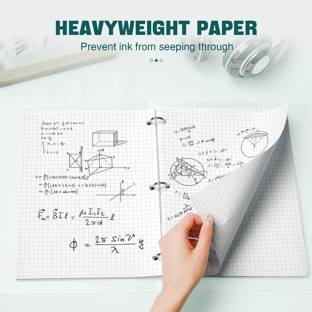 Alt view image 5 of 7 - 390 Sheets Quad Ruled Graph Paper 8 x 10.5 White Loose Leaf Graph Paper Filler Paper 4 x 4 Graph Ruled Loose Leaf Paper Notebook Paper for 3 Ring Binder, Engineering Paper for School Home Business