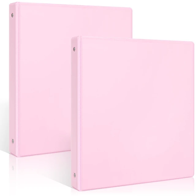 Main image of 3 Ring Binder 2 Pack, 1 Inch Clear View Binders with 2 Interior PocketsFit 8.5x11 Inches, Round Ring Binder for Office & School Supplies Organize, Pink