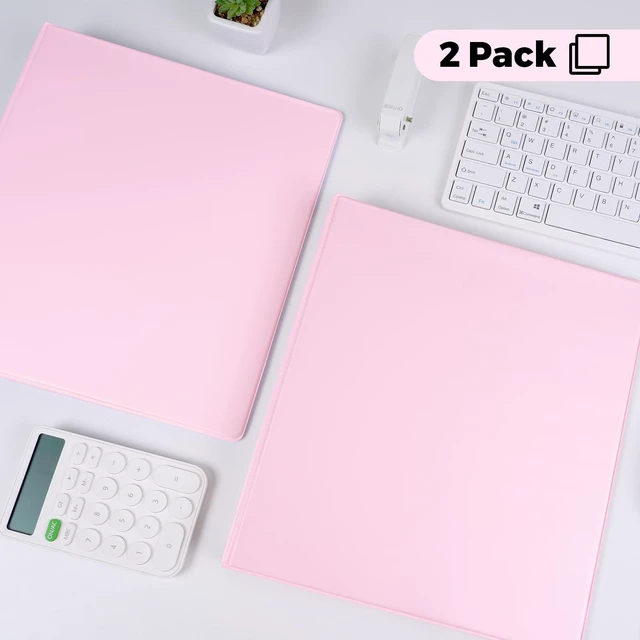 Alt view image 7 of 7 - 3 Ring Binder 2 Pack, 1 Inch Clear View Binders with 2 Interior PocketsFit 8.5x11 Inches, Round Ring Binder for Office & School Supplies Organize, Pink