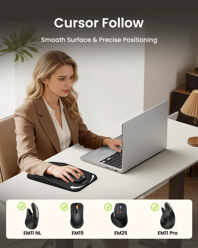 Alt view image 5 of 7 - MP50 Ergonomic Mouse Pad with Wrist Rest, PU Leather, Black 8° slope & massage points, soft memory foam, Large 12x8 Inches, Non-slip base. Relieves wrist strain for office & home