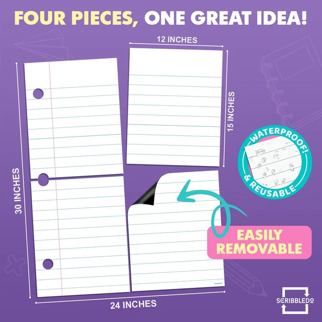Alt view image 5 of 7 - 24 x 30 Giant Magnetic Notebook Paper For Classroom Elementary Classroom Must Haves for Teachers Elementary Dry Erase Magnetic Lined Paper for Whiteboard Notes Lists and Handwriting