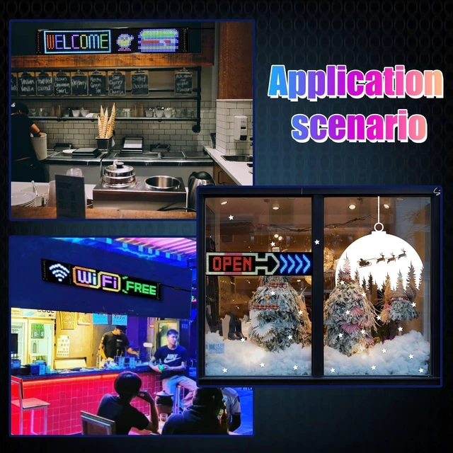 Alt view image 2 of 6 - Programmable LED Signs | Business Scrolling LED Sign for Indoor | Flexible LED Advertising Sign | Bluetooth APP | Custom Editor Animations/Text/Graffiti (36"x 8")