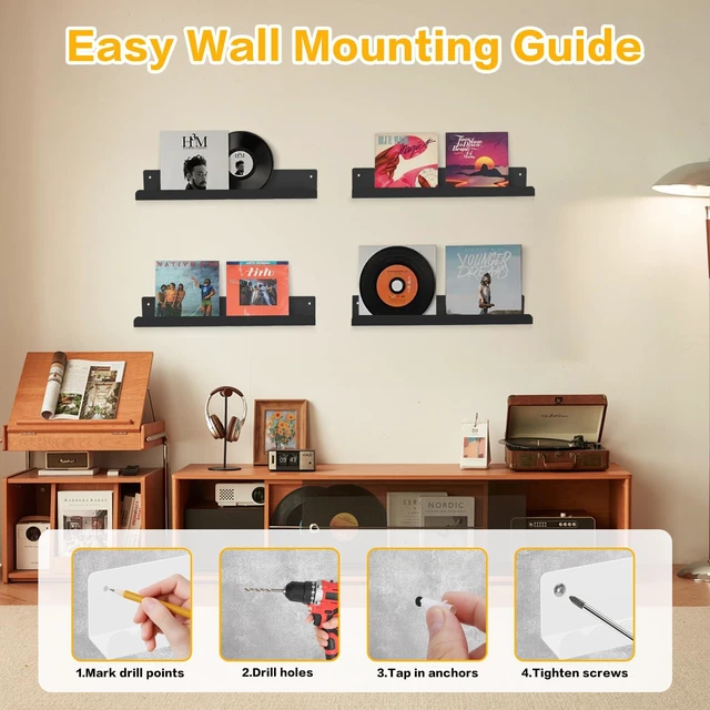 Alt view image 7 of 7 - 2-Pack Magnetic Book Shelf for Whiteboard - 12-Inch Reusable Metal Shelves, Hold Up to 9.5 lbs, Ideal for Classroom Furniture, Walls, and Home Decor, Black