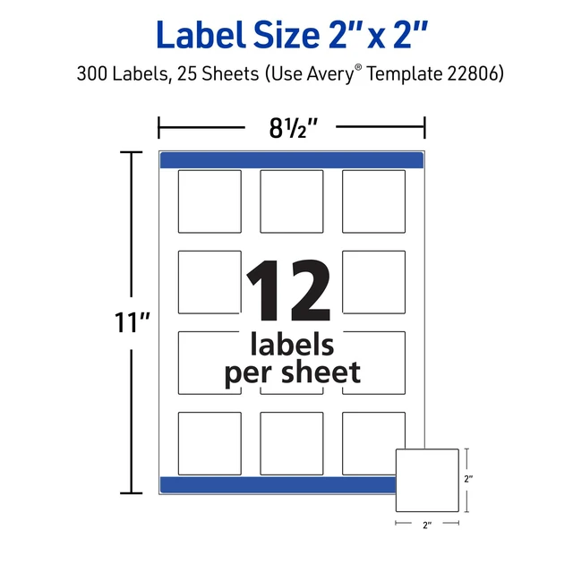 Alt view image 6 of 7 - Printable Square Labels, 2" x 2", Matte White, Laser & Inkjet Compatible, 300 Blank Labels per Pack, Great for High-Volume Branding, Packaging, Events, and More (5-Pack of 22806)