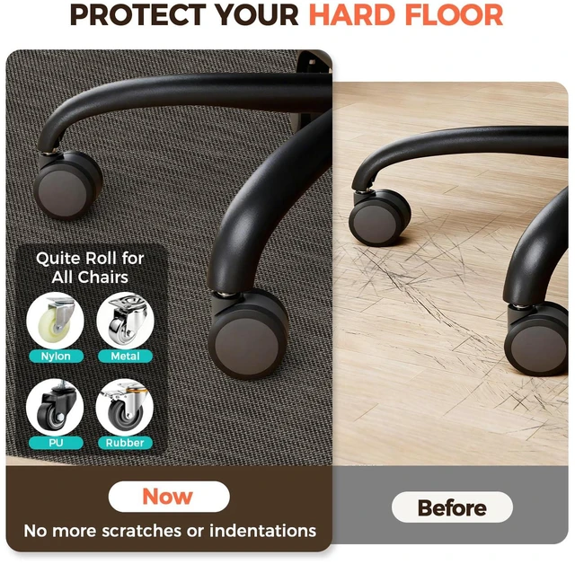 Alt view image 3 of 7 - Office Chair Mat for Hardwood Floor, 48"x60" Heavy Duty Computer Chair Mat - Fast Flat & Smooth Glide - Non-Slip Desk Chair Floor Protector for Home Office - Dark Brown