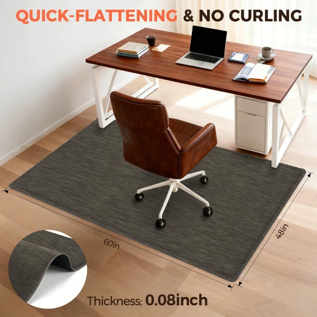 Alt view image 4 of 7 - Office Chair Mat for Hardwood Floor, 48"x60" Heavy Duty Computer Chair Mat - Fast Flat & Smooth Glide - Non-Slip Desk Chair Floor Protector for Home Office - Dark Brown