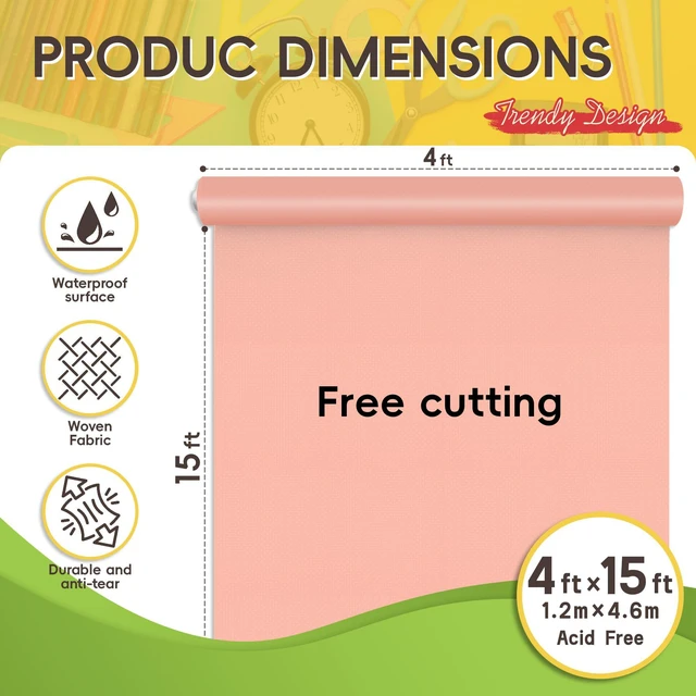 Alt view image 2 of 4 - Pink Bulletin Board Roll 4x15ft, Non-Woven Fabric for Classroom Self-healing,Pinhole & tear-resistant,Easy to cut & reusable backdrop for schools,Offices & creative projects