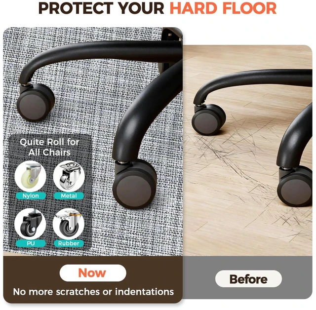 Alt view image 3 of 7 - Office Chair Mat for Hardwood Floor, 48"x60" Heavy Duty Computer Chair Mat - Fast Flat & Smooth Glide - Non-Slip Desk Chair Floor Protector for Home Office - Black