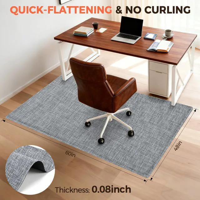 Alt view image 4 of 7 - Office Chair Mat for Hardwood Floor, 48"x60" Heavy Duty Computer Chair Mat - Fast Flat & Smooth Glide - Non-Slip Desk Chair Floor Protector for Home Office - Black