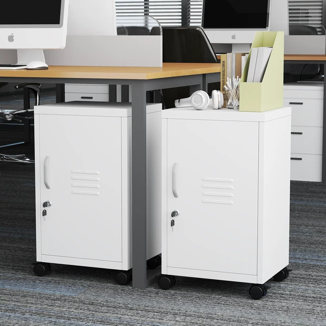 Alt view image 7 of 7 - 24.4" H White Lockable Rolling Metal Storage Locker Single Door, Adjustable Shelf, Steel Locker Organizer for Home, Office, School & Gym