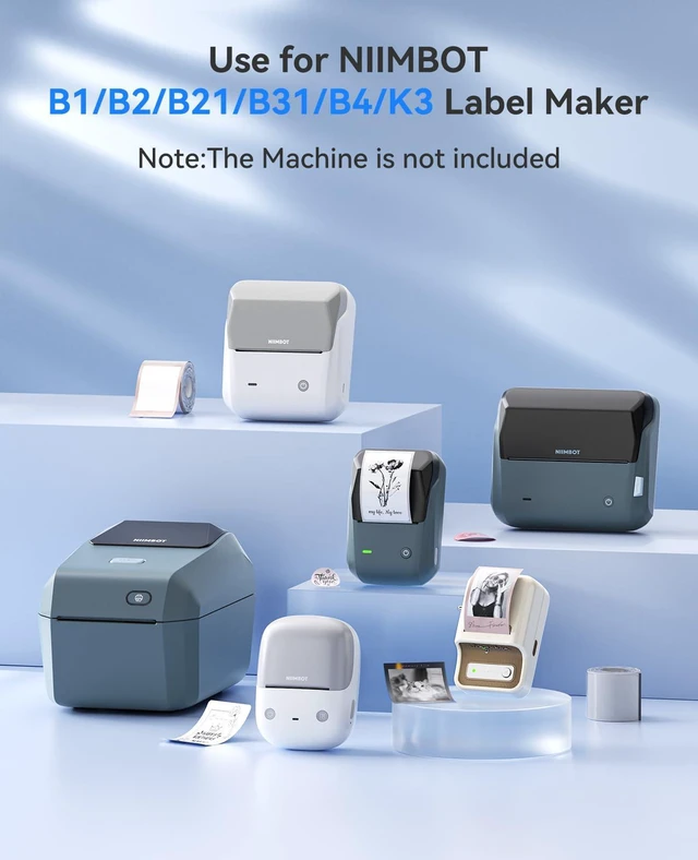 Alt view image 3 of 7 - Thermal Label Kit with 3 Rolls, Include 26×26mm, 34×34mm, 41×41mm Compatible for B1 B2 B21 B31 K3 B4 Label Printer, Waterproof Labeling Tape Replacement