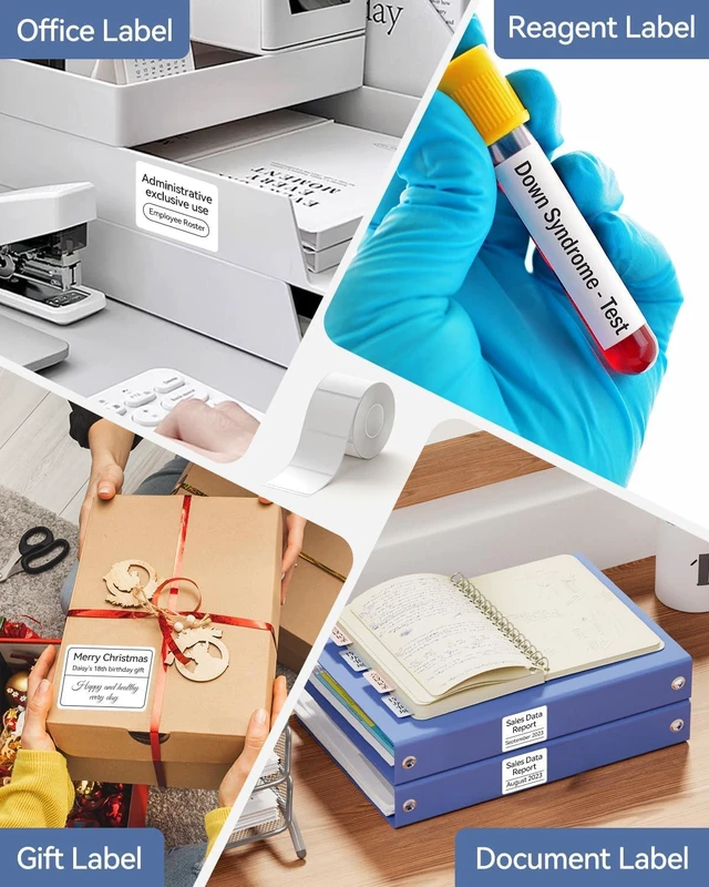 Alt view image 6 of 7 - Thermal Label Kit with 3 Rolls, Include 26×26mm, 34×34mm, 41×41mm Compatible for B1 B2 B21 B31 K3 B4 Label Printer, Waterproof Labeling Tape Replacement