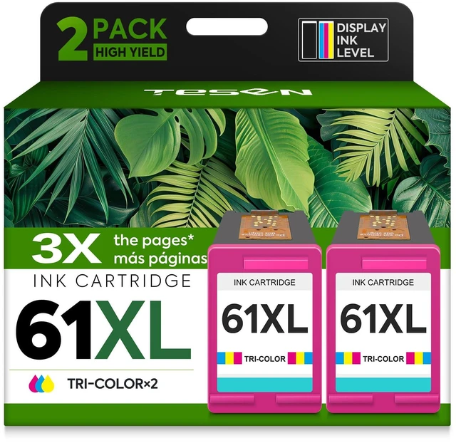 Main image of 61XL ink 61 Color Replacement for HP 61 Color Ink Cartridge HP61 HP61XL Compatible for HP Envy 5530 4500 4502 5535 Deskjet 2540 2541 3050 3510 1510 OfficeJet 4630 4632 Printer (Tir-Color 2-Pack)