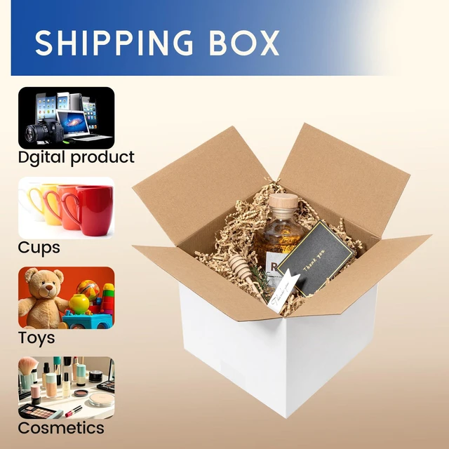 Alt view image 3 of 6 - 8x8x8" Shipping Boxes 25 Pack Corrugated Cardboard Square Box White 3 Layers, Bulk quantity, Packaging for Small Business, Mailer Mailing Packing Supplies, Smooth
