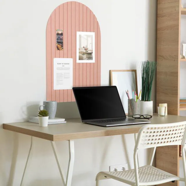 Alt view image 3 of 7 - Large Arched Felt Bulletin Board - 6 Customizable Adhesive Tiles with Pins Stylish 35" X 24" Cork Board Alternative for Office and Wall Decor - Perfect to Display Your Photos