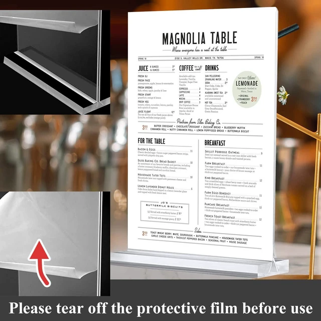 Alt view image 2 of 6 - Acrylic Sign Holder 8.5 x 11, Double Sided Clear Acrylic Display Table Signs Stand, T Shape Flyer Holder Plastic for Picture Paper Frame Holder Home Office Menu Retail Show Fair, 6 Pack